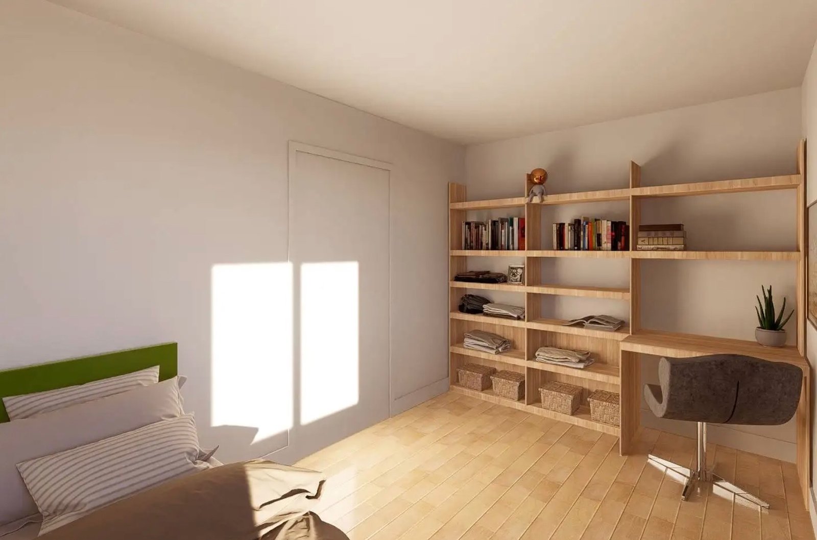 Bunk with shelving