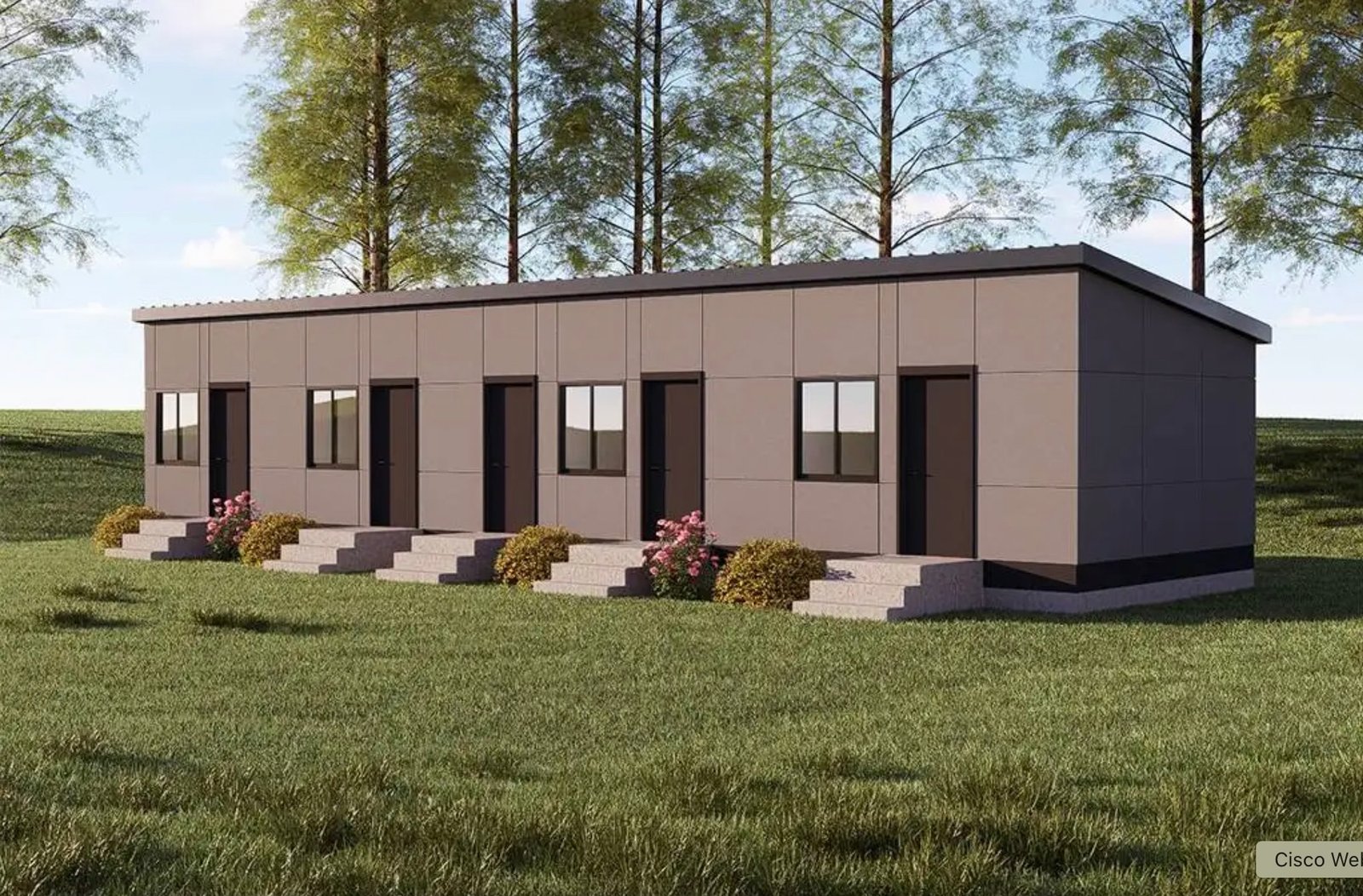 Flat roof multi-unit building
