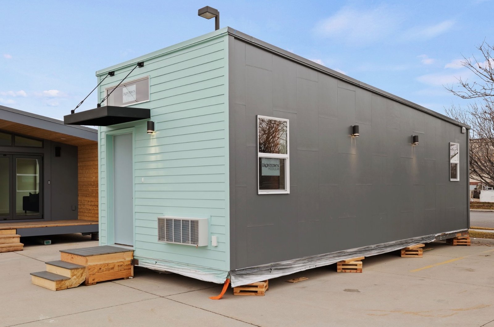 Flat roof single building exterior