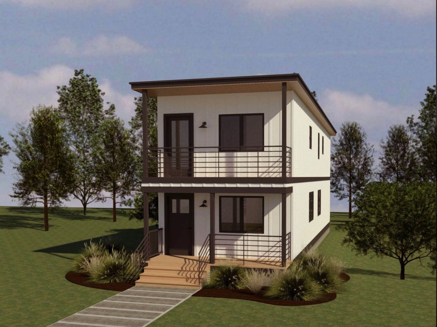 Two-story modular home rendering
