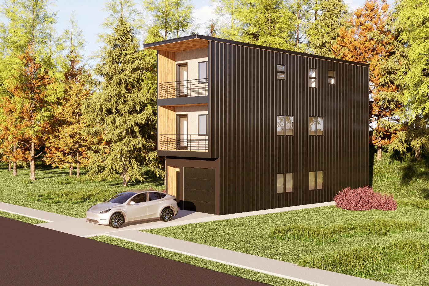 Three-story modern modular home
