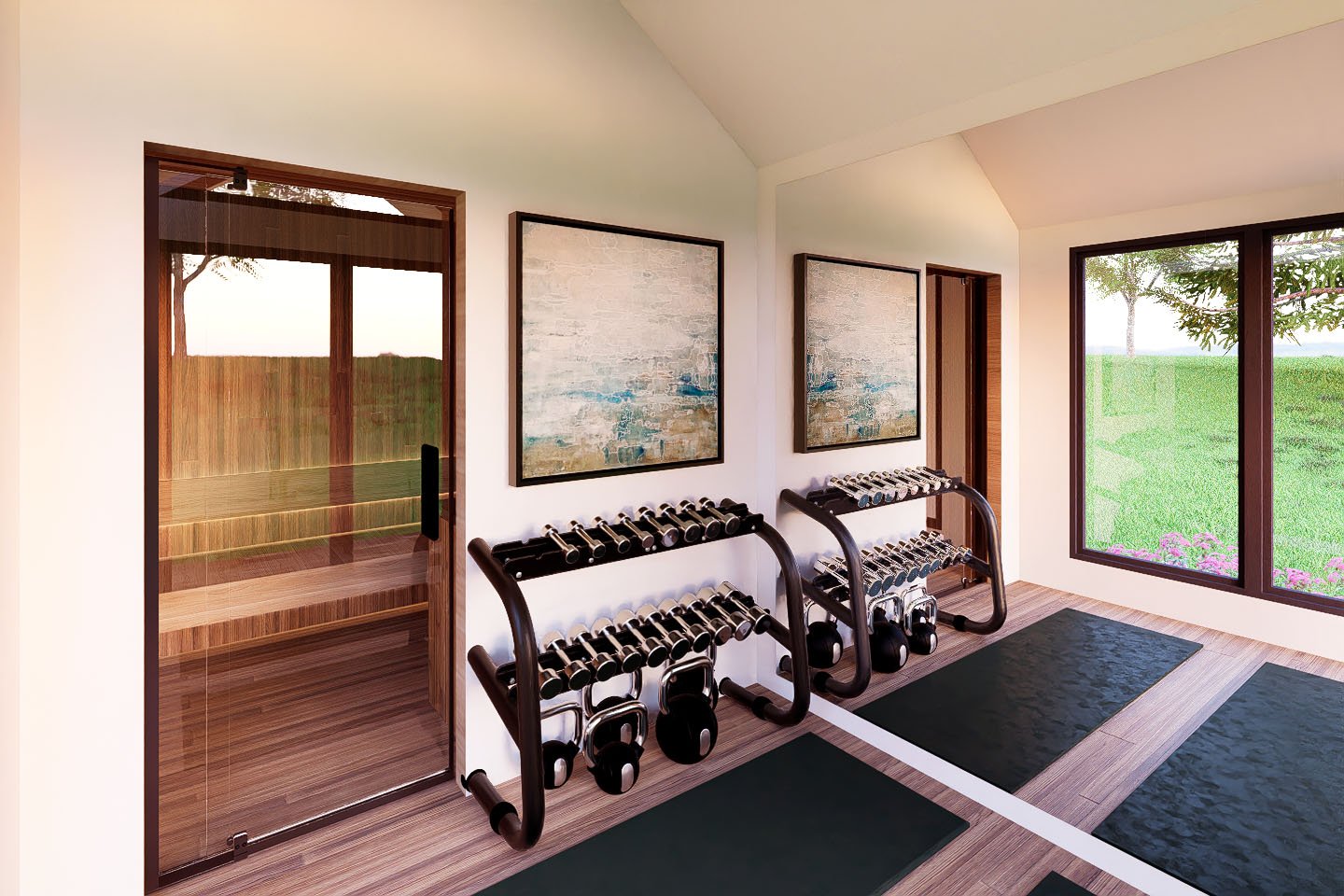 Sauna and home gym combination